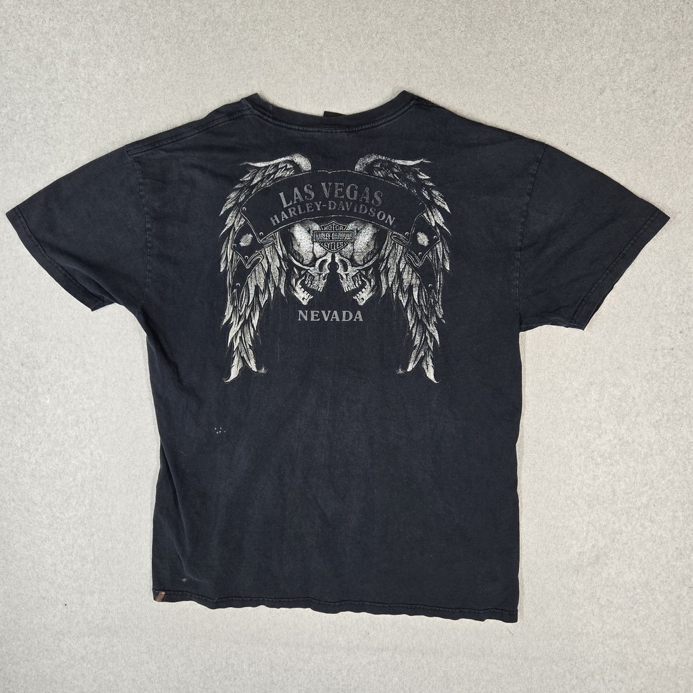 Harley-Davidson Men Shirt L Black Las Vegas Nevada 2010 Y2K Skull Tee READ